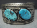 Rare Yazzie Vintage Navajo Native American Jewelry jewelry Turquoise Sterling Silver Bracelet Old-Nativo Arts