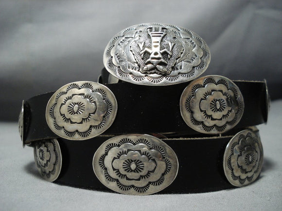 Rare Yeibichai Vintage Navajo Sterling Silver Native American Jewelry Concho Belt-Nativo Arts