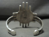 Rare Zia Navajo **domed Spiderweb Turquoise** Native American Jewelry Silver Bracelet-Nativo Arts
