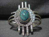 Rare Zia Navajo **domed Spiderweb Turquoise** Native American Jewelry Silver Bracelet-Nativo Arts