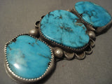 Really Big Really Old Vintage Navajo Bisbee Turquoise Native American Jewelry Silver Pin-Nativo Arts