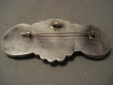 Really Big Really Old Vintage Navajo Bisbee Turquoise Native American Jewelry Silver Pin-Nativo Arts