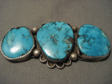 Really Big Really Old Vintage Navajo Bisbee Turquoise Native American Jewelry Silver Pin-Nativo Arts