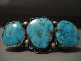 Really Big Really Old Vintage Navajo Bisbee Turquoise Native American Jewelry Silver Pin-Nativo Arts