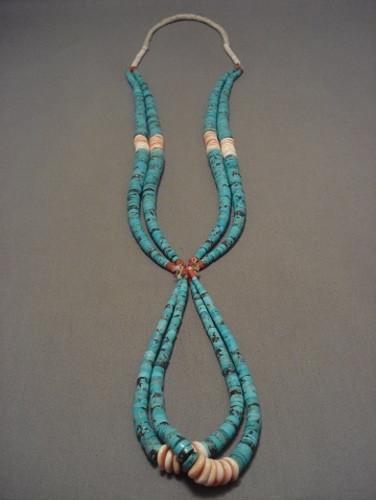 Red Mountain Turquoise Vintage Navajo Native American Jewelry jewelry Turquoise Coral Necklace-Nativo Arts