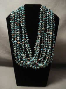 Remarkable Modernistic Navajo Native American Jewelry jewelry 'Tight Weave' Persian Turquoise Necklace-Nativo Arts