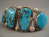 Remarkable Modernistic Navajo Turquoise Sterling Native American Jewelry Silver Bracelet Cuff-Nativo Arts