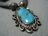 Remarkable Vintage Native American Jewelry Navajo Turquoise Sterling Silver Necklace Old-Nativo Arts