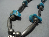 Remarkable Vintage Native American Jewelry Navajo Turquoise Sterling Silver Necklace Old-Nativo Arts