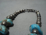 Remarkable Vintage Native American Jewelry Navajo Turquoise Sterling Silver Necklace Old-Nativo Arts