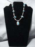 Remarkable Vintage Native American Jewelry Navajo Turquoise Sterling Silver Necklace Old-Nativo Arts