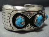 Remarkable Vintage Native American Jewelry Navajo Vivid Turquoise Sterling Silver Cuff Bracelet-Nativo Arts