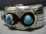 Remarkable Vintage Native American Jewelry Navajo Vivid Turquoise Sterling Silver Cuff Bracelet-Nativo Arts