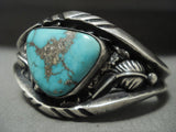 Remarkable Vintage Navajo Crow Springs Turquoise Native American Jewelry Silver Bracelet-Nativo Arts