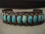 Remarkable Vintage Zuni Domed Turquoise Native American Jewelry Silver Bracelet-Nativo Arts