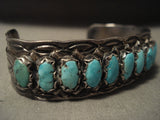 Remarkable Vintage Zuni Domed Turquoise Native American Jewelry Silver Bracelet-Nativo Arts