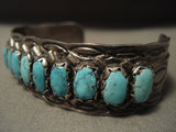 Remarkable Vintage Zuni Domed Turquoise Native American Jewelry Silver Bracelet-Nativo Arts