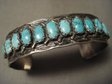 Remarkable Vintage Zuni Domed Turquoise Native American Jewelry Silver Bracelet-Nativo Arts