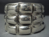 Repoussed Galore Vintage Navajo Ron Willie Sterling Native American Jewelry Silver Bracelet-Nativo Arts