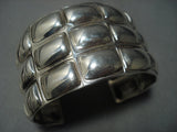 Repoussed Galore Vintage Navajo Ron Willie Sterling Native American Jewelry Silver Bracelet-Nativo Arts