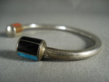 Reverse Advanced Stone Work Vintage Navajo 'Two Way' Native American Jewelry Silver Bracelet-Nativo Arts