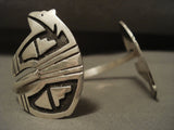 Reverse Inventive Vintage Navajo Dancing Bear Native American Jewelry Silver Backwards Bracelet-Nativo Arts