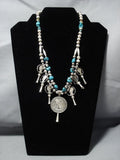 Reverse Silver Coin Vintage Native American Jewelry Navajo Sterling Turquoise Squash Blossom Necklace-Nativo Arts