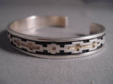 Rug Geometric Pattern Navajo Dan Jackson Native American Jewelry Silver Sterling Bracelet-Nativo Arts