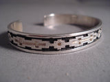 Rug Geometric Pattern Navajo Dan Jackson Native American Jewelry Silver Sterling Bracelet-Nativo Arts