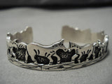 Running Horses Vintage Navajo Sterling Silver Bracelet Old Native American Cuff-Nativo Arts