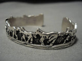 Running Horses Vintage Navajo Sterling Silver Bracelet Old Native American Cuff-Nativo Arts