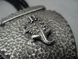 Running Toad Vintage Navajo Sterling Silver Native American Jewelry Bolo Tie Old-Nativo Arts