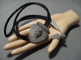 Running Toad Vintage Navajo Sterling Silver Native American Jewelry Bolo Tie Old-Nativo Arts