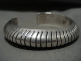 Scalloped And Thick Vintage Navajo Orville Tsinnie (d.) Native American Jewelry Silver Bracelet Old-Nativo Arts