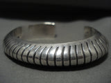 Scalloped And Thick Vintage Navajo Orville Tsinnie (d.) Native American Jewelry Silver Bracelet Old-Nativo Arts