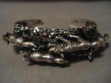 Sculptural Museum Vintage Navajo 'Wolf Pack' Native American Jewelry Silver Bracelet-Nativo Arts