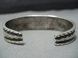 Signed Coin Silver!! Rare Vintage Native American Jewelry Navajo Green Turquoise Cuff Bracelet-Nativo Arts