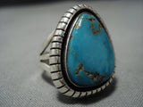 Signed!! Vintage Navajo Bisbee Turquoise Sterling Silver Native American Jewelry Ring-Nativo Arts