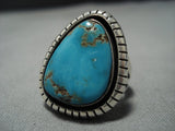 Signed!! Vintage Navajo Bisbee Turquoise Sterling Silver Native American Jewelry Ring-Nativo Arts