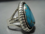 Signed!! Vintage Navajo Bisbee Turquoise Sterling Silver Native American Jewelry Ring-Nativo Arts
