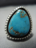 Signed!! Vintage Navajo Bisbee Turquoise Sterling Silver Native American Jewelry Ring-Nativo Arts