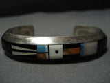 Signed!! Will Saiz Vintage Native American Jewelry Navajo Sterling Silver Kachina Turquoise Bracelet Old-Nativo Arts