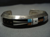 Signed!! Will Saiz Vintage Native American Jewelry Navajo Sterling Silver Kachina Turquoise Bracelet Old-Nativo Arts