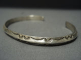 Simple Famous Vintage Navajo Ray Adakai Sterling Native American Jewelry Silver Stacker Bracelet-Nativo Arts