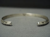 Simple Famous Vintage Navajo Ray Adakai Sterling Native American Jewelry Silver Stacker Bracelet-Nativo Arts