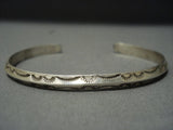 Simple Famous Vintage Navajo Ray Adakai Sterling Native American Jewelry Silver Stacker Bracelet-Nativo Arts