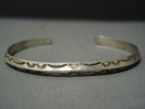 Simple Famous Vintage Navajo Ray Adakai Sterling Native American Jewelry Silver Stacker Bracelet-Nativo Arts