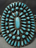 Sky Blue Huge Vintage Navajo Turquoise Native American Jewelry Silver Bracelet Old-Nativo Arts