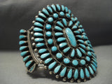 Sky Blue Huge Vintage Navajo Turquoise Native American Jewelry Silver Bracelet Old-Nativo Arts