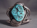 Sky Blue Turquoise Vintage Navajo Native American Jewelry Silver Bracelet Old-Nativo Arts